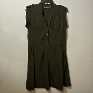 Speed Control Dress Womens Button Up Shirt Pocket Utility Roll Sleeve Green